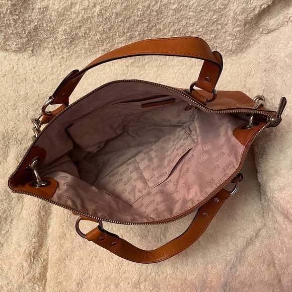 Michael Kors Uptown Astor Studded Leather Satchel/Tote 2 handles 1 Strap Camel - Picture 6 of 10